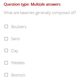 Тип вопроса - выбор нескольких правильных ответов из списка